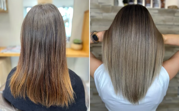 blond cacao avant apres eclaircissement technique cheveux naturels chatain