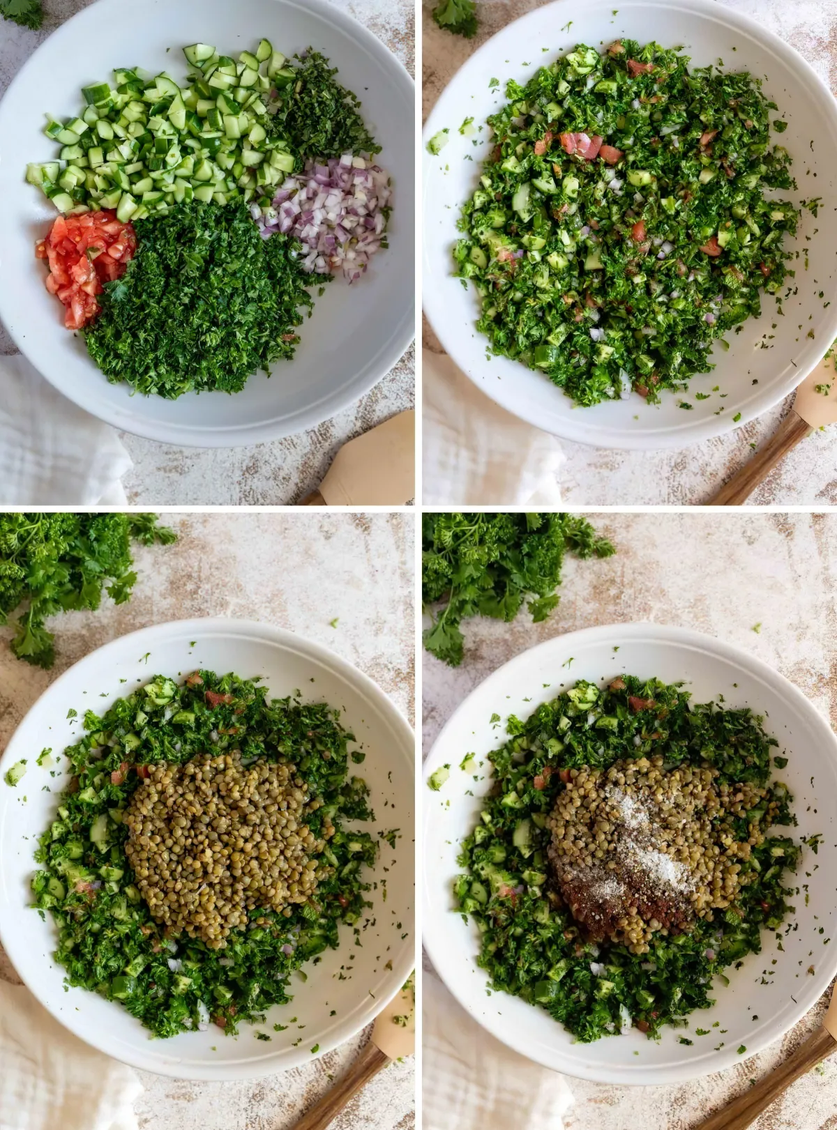 etape par etape salade rassasiante et verte