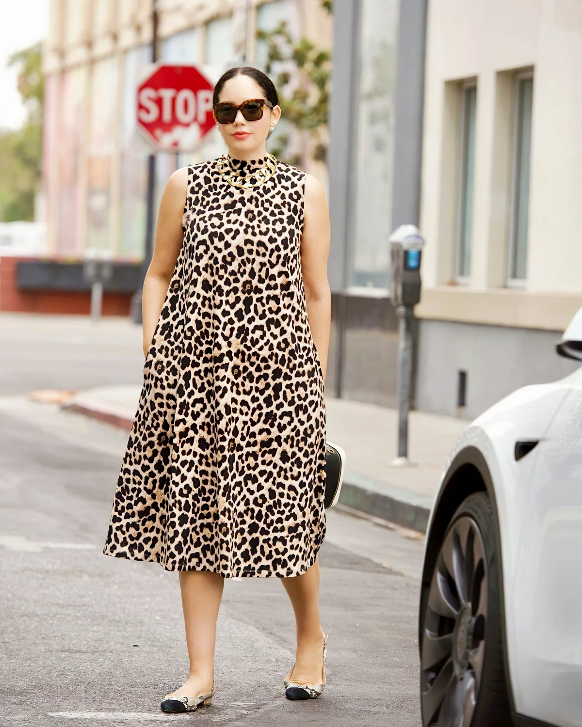 forme de robe pour cacher le ventre motif leopard rue