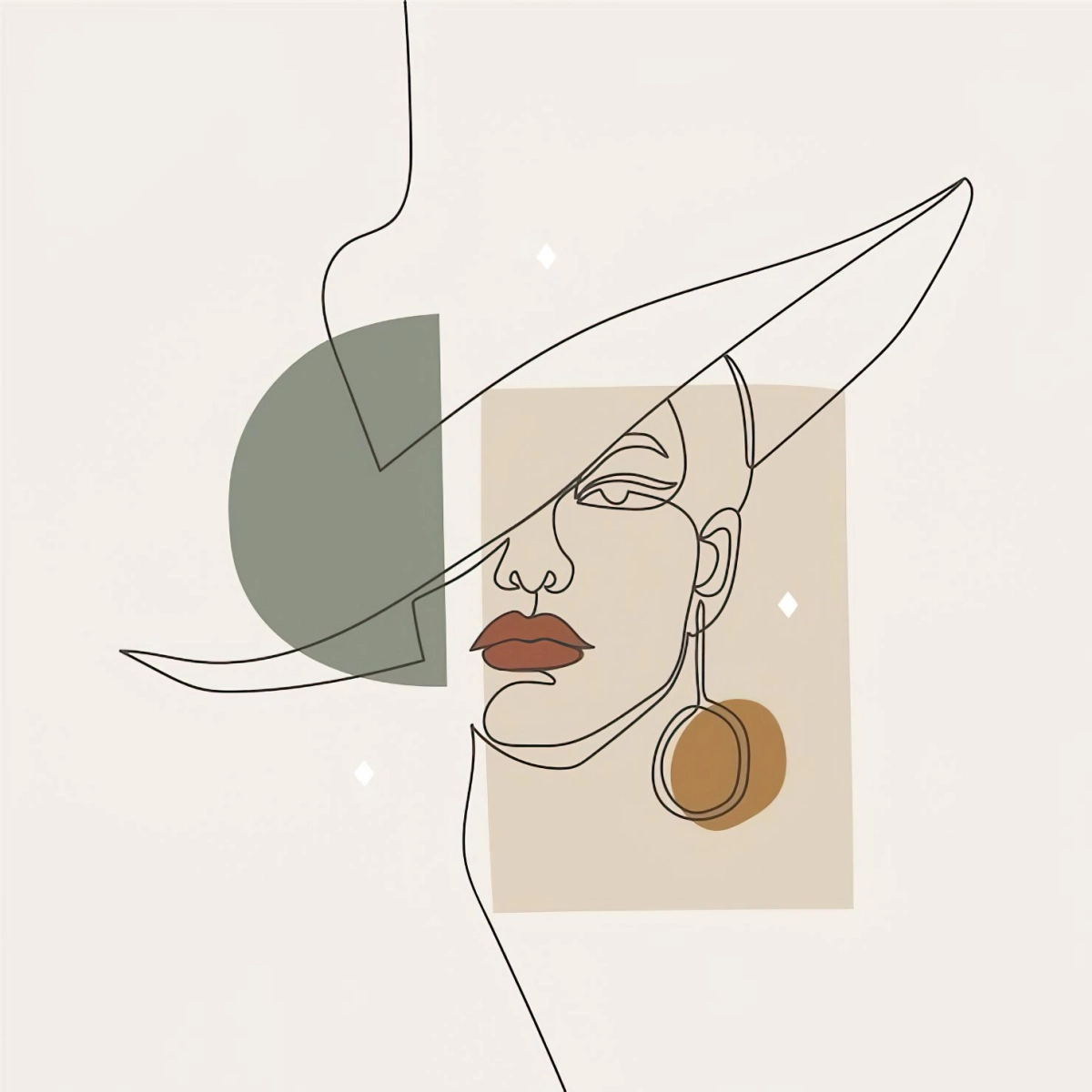idee de dessin aesthetic imprimer poster visage femme capeline mode