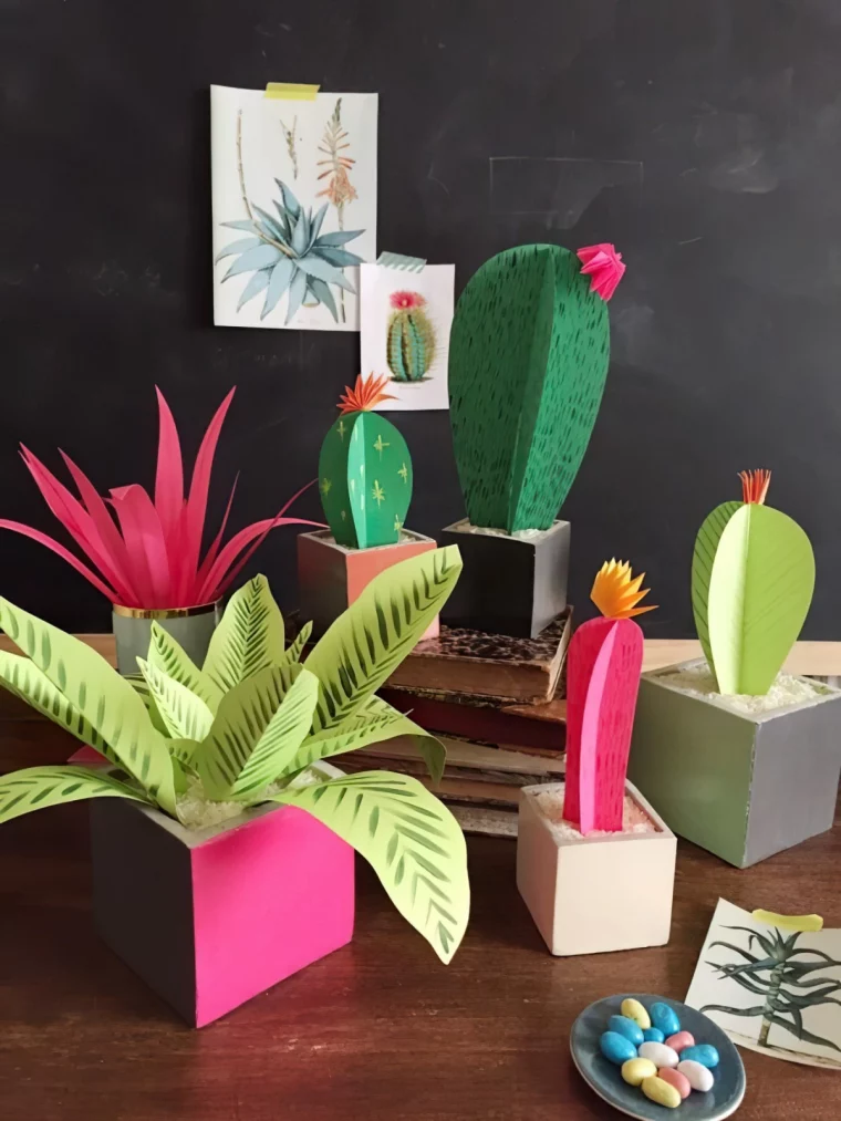 pot fleur en papier cactus creations art bricolage pour mamie