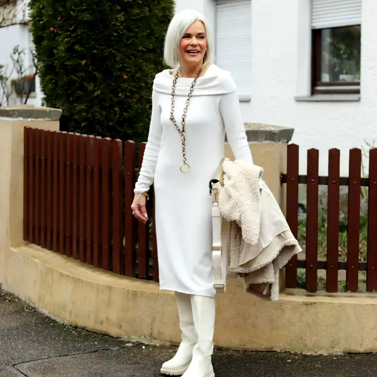 robe blanche droite pour cacher le ventre femme 50 ans