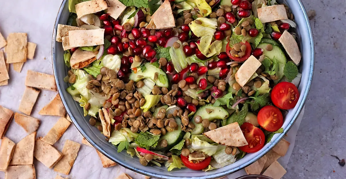 salade de lentilles libanaise et graines de grenade