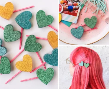 accessoire cheveux a faire soi meme epingles personnalises coeurs glitter