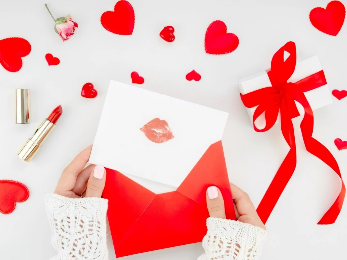 activite manuelle st valentin enveloppe rouge carte coeurs en papier rouge
