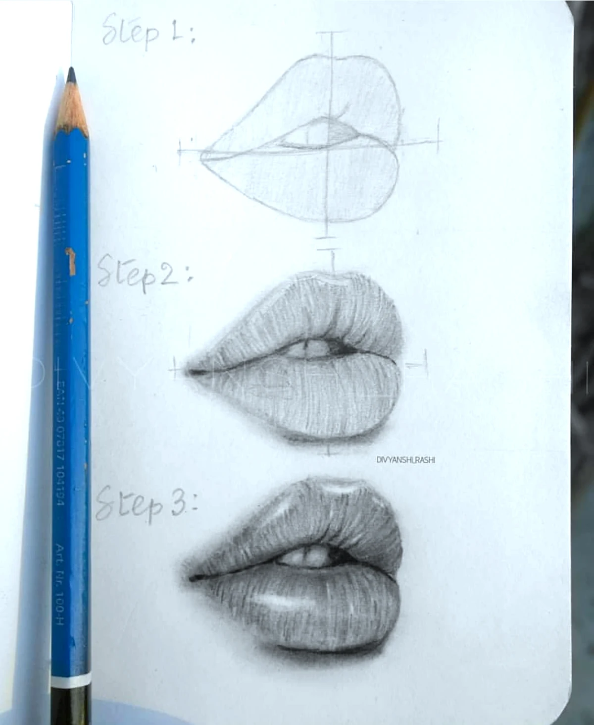 apprendre a dessiner une bouche avec un crayon