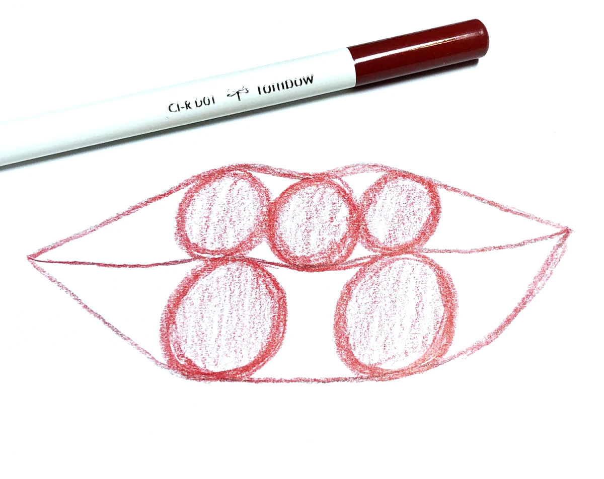 apprendre a dessiner une bouche crayon rouge