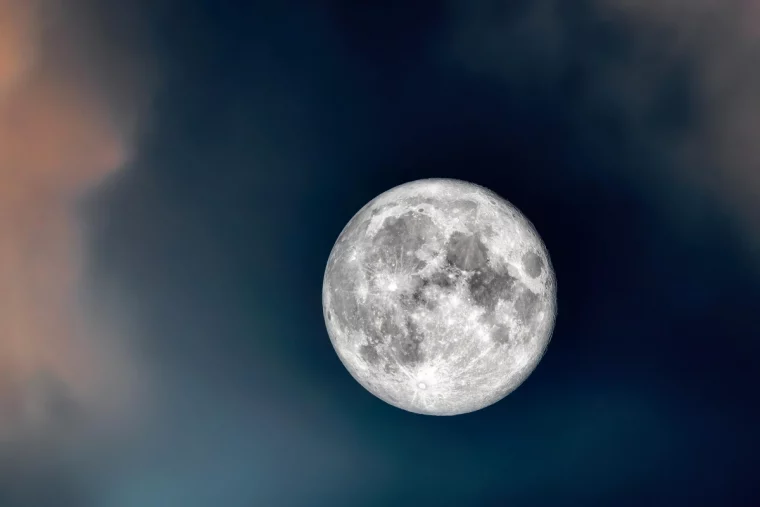 ciel bleu lune pleine nuages orange paysage fond ecran nocturne