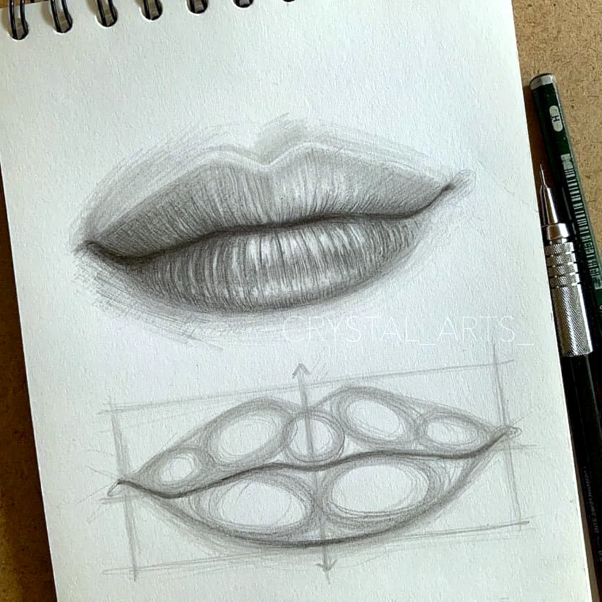 dessin d une bouche avec des crayons noirs