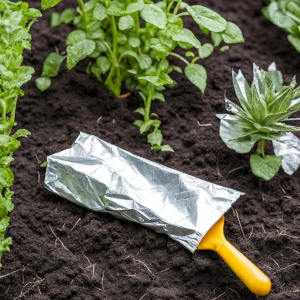 film aluminium outils de jardin jeunes plantes sol humide
