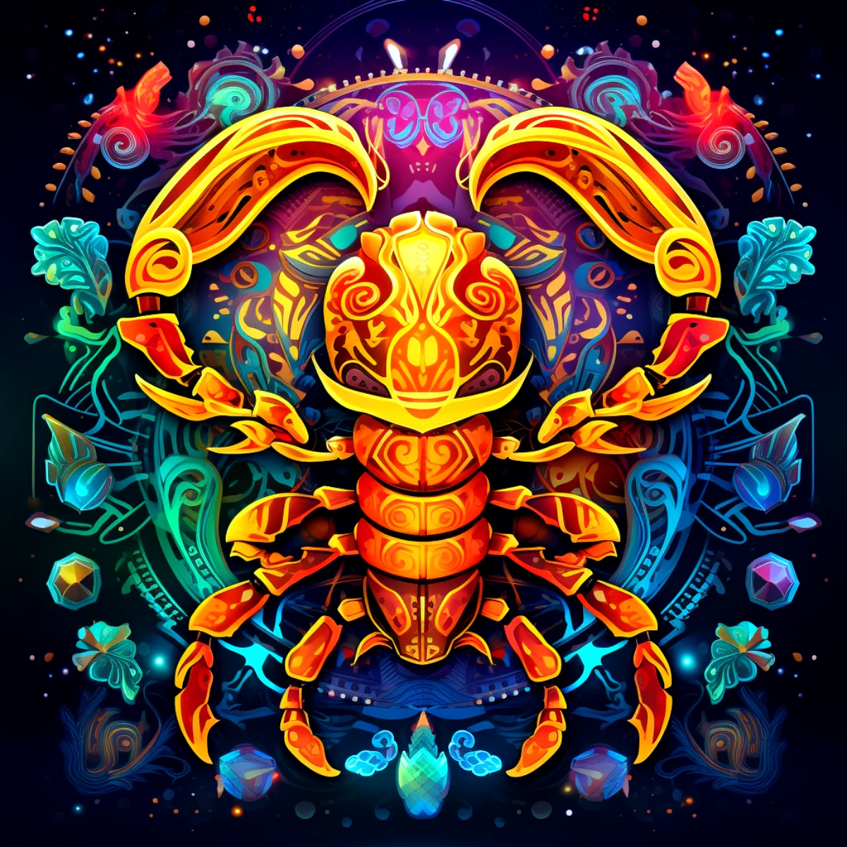 horoscope scorpion 2024 images couleurs oranges et vertes
