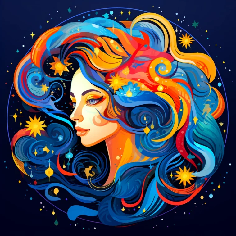 horoscope verseau 2024 dessin image femme couleurs