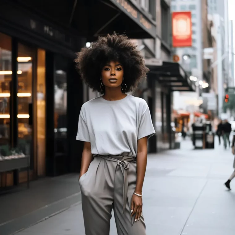 pantalon a pinces gris taille haute t shirt blanc rentre