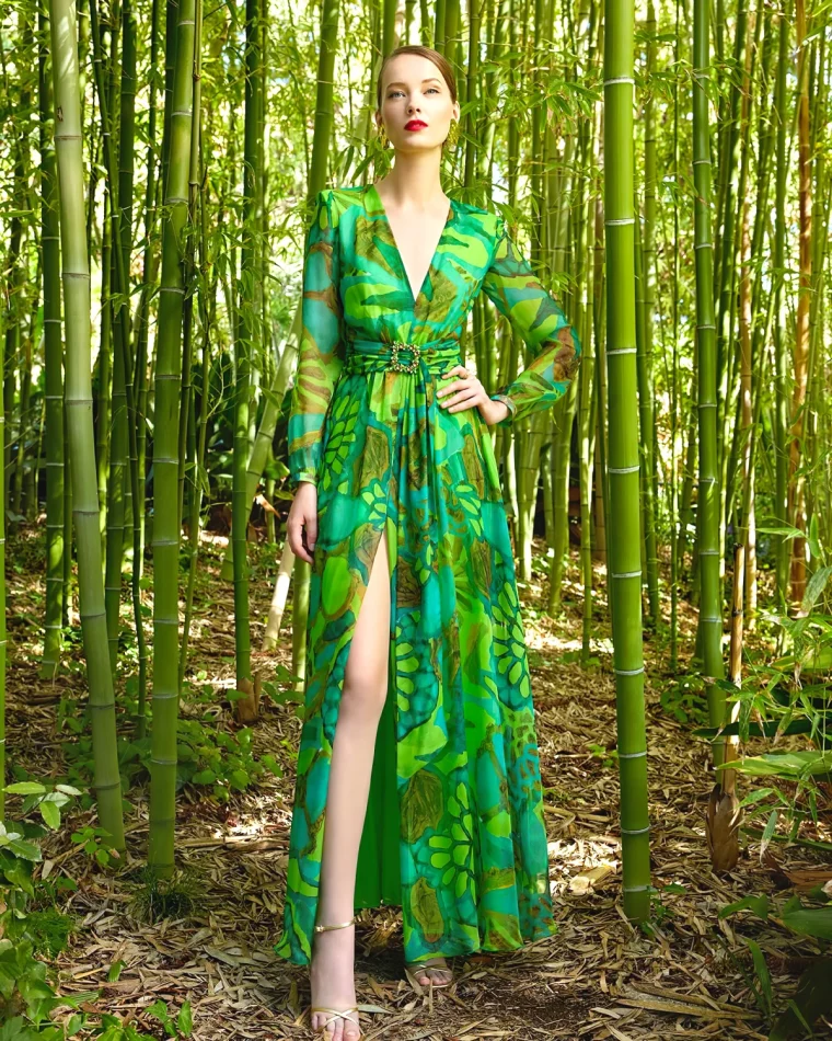 robe verte longue boheme bambou mere de la mariee