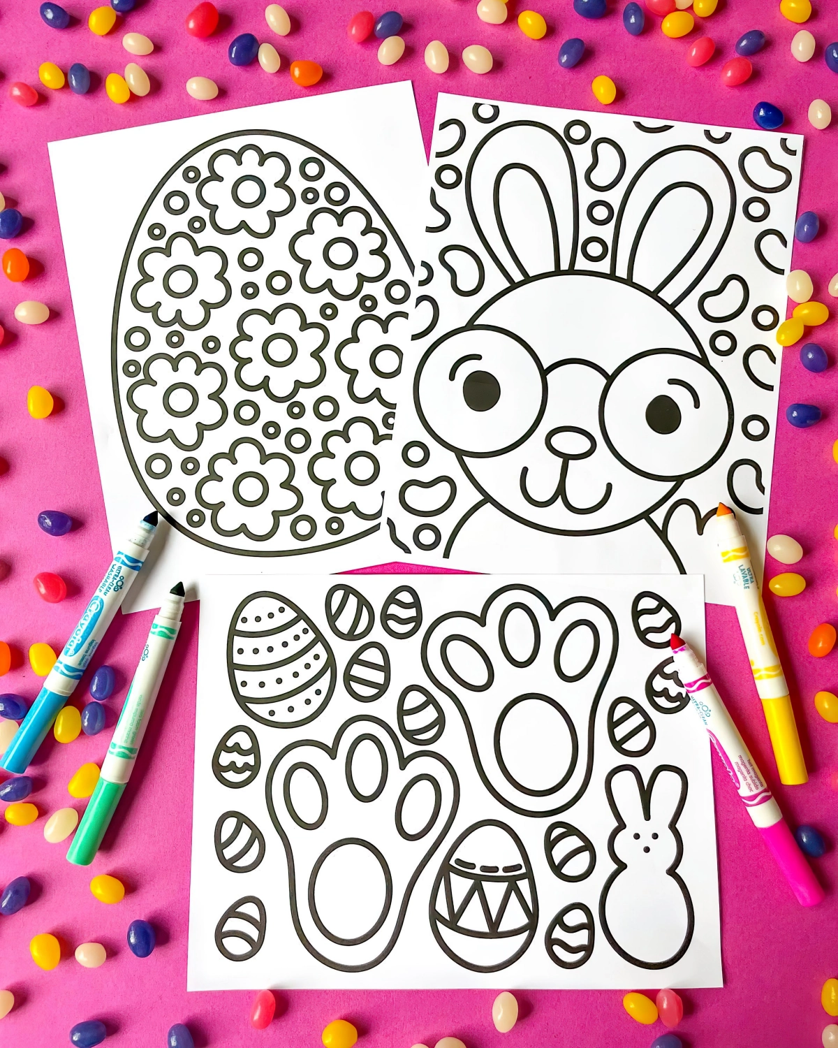 activite paques enfant coloriage facile a imprimer lapin gros oeuf decore