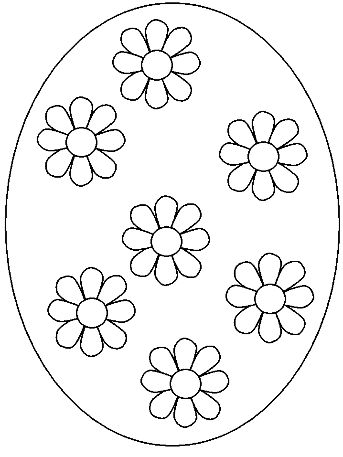 coloriage oeuf de paques simple gros format fleurs larges petales