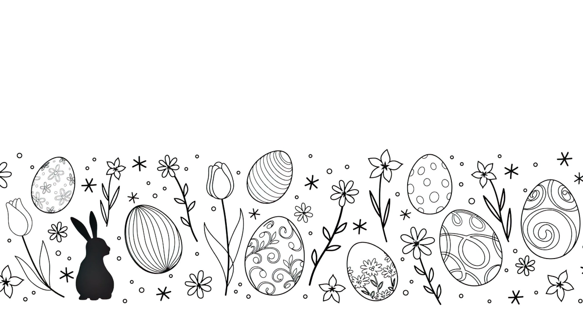 paysage printemps dessin facile paques lapin coloriage oeufs tulipes