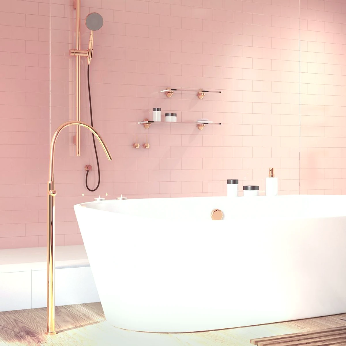 comment associer les couleurs dans une salle de bain mur rose