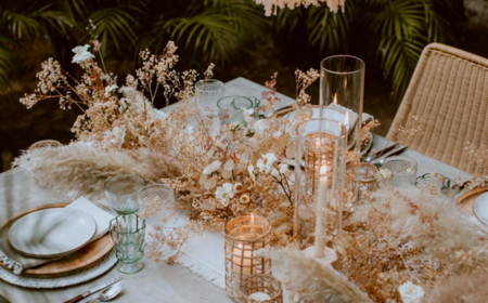 deco boheme chic mariage table fleurs sechees