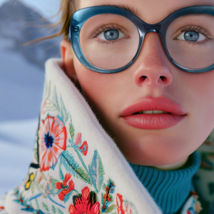 quelle lunettes de vue choisir en 2024 femme yeux bleus veste fleurie