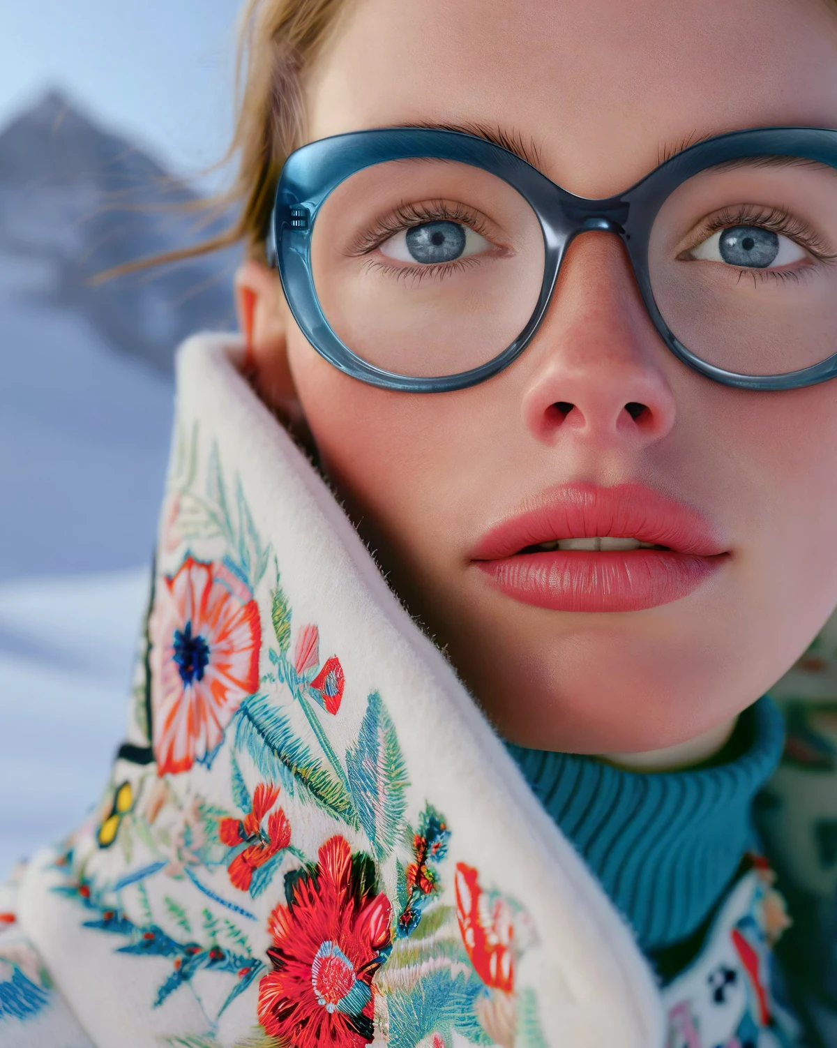 quelle lunettes de vue choisir en 2024 femme yeux bleus veste fleurie