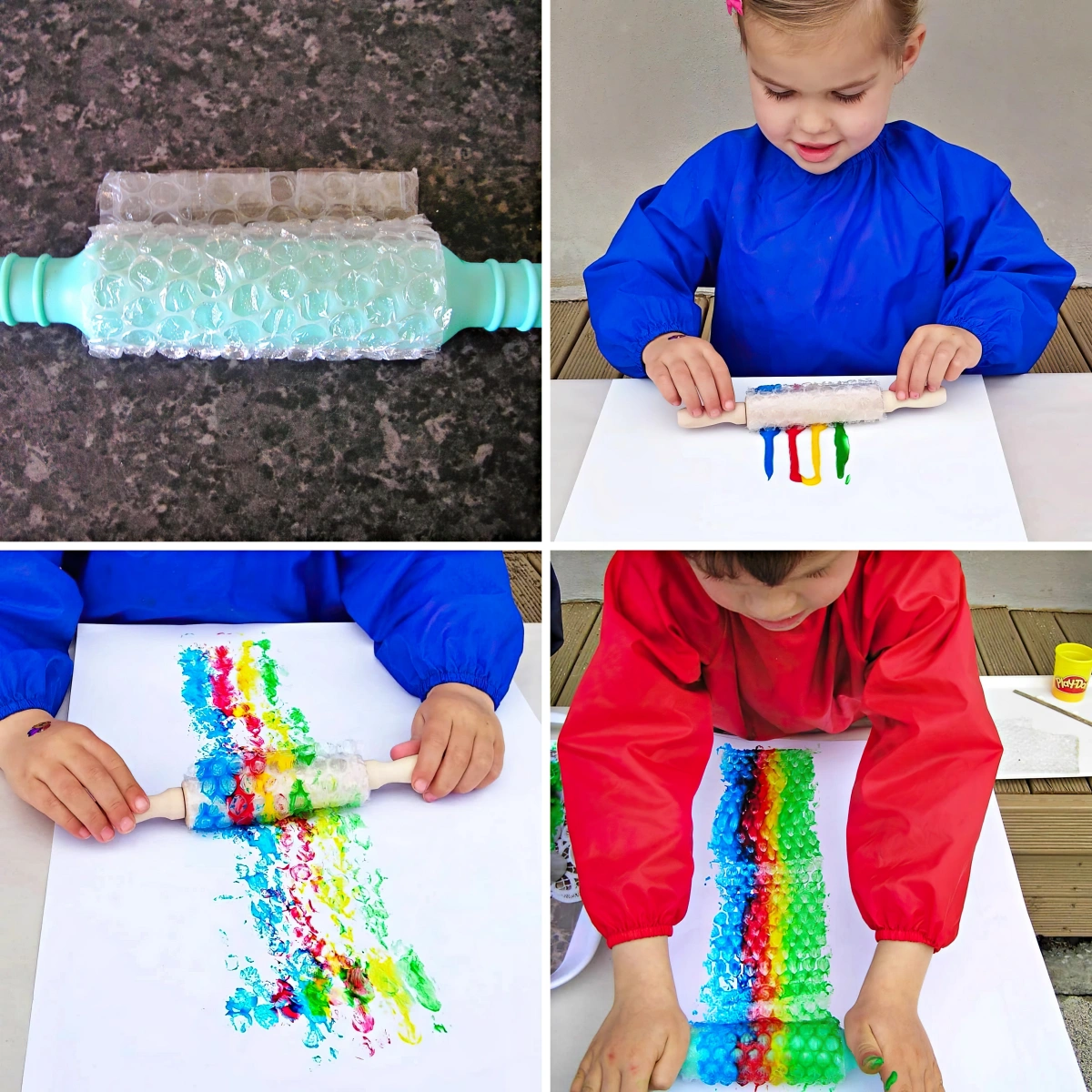 activites maternelle 3 ans tutoriel peinture avec papier bulle acryliques