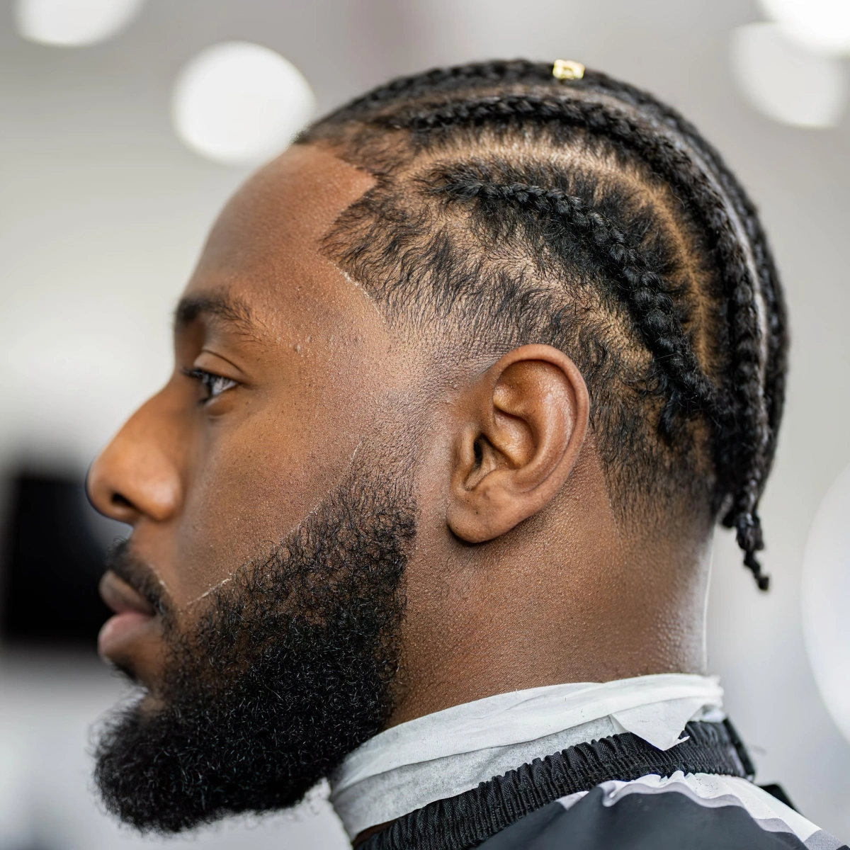 coiffure avec barbe cheveux courts natte afro box braids