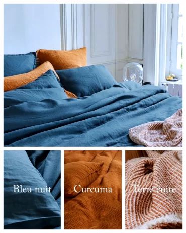 quelle couleur choisir pour le linge de lit bleu
