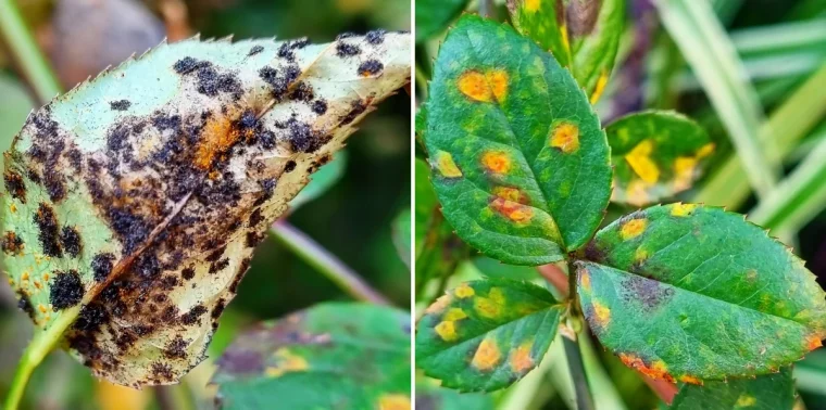 maladie plante symptome taches jaunes infestation phragmidium mucronatum