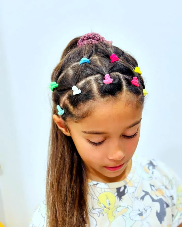 coiffure originale avec des elastiques fille 10 ans