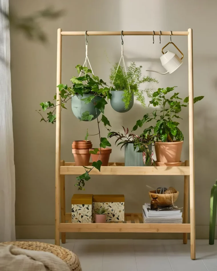 etagere en bois pour plantes vegetaux accroches