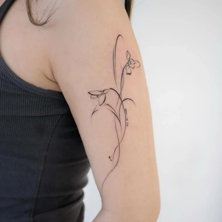 perce neige tatouage symbolique fine line art dessin peau