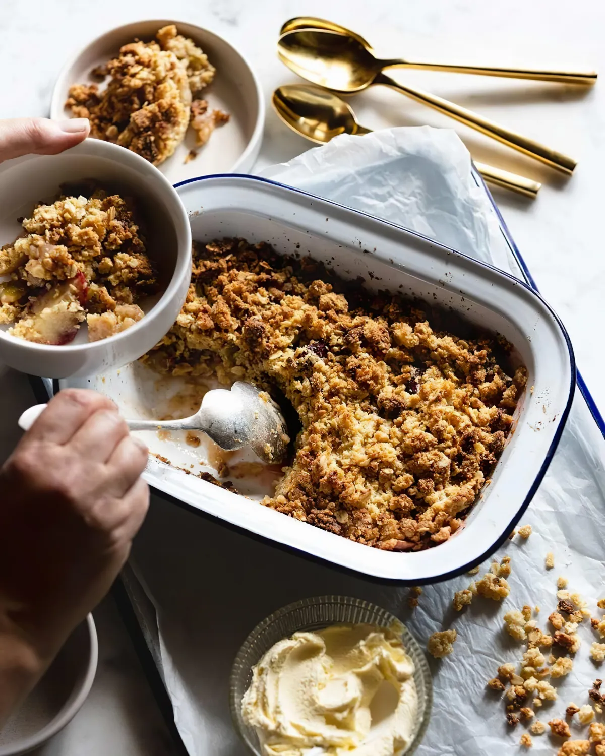 recette delicieuse de crumble aux pommes vertes