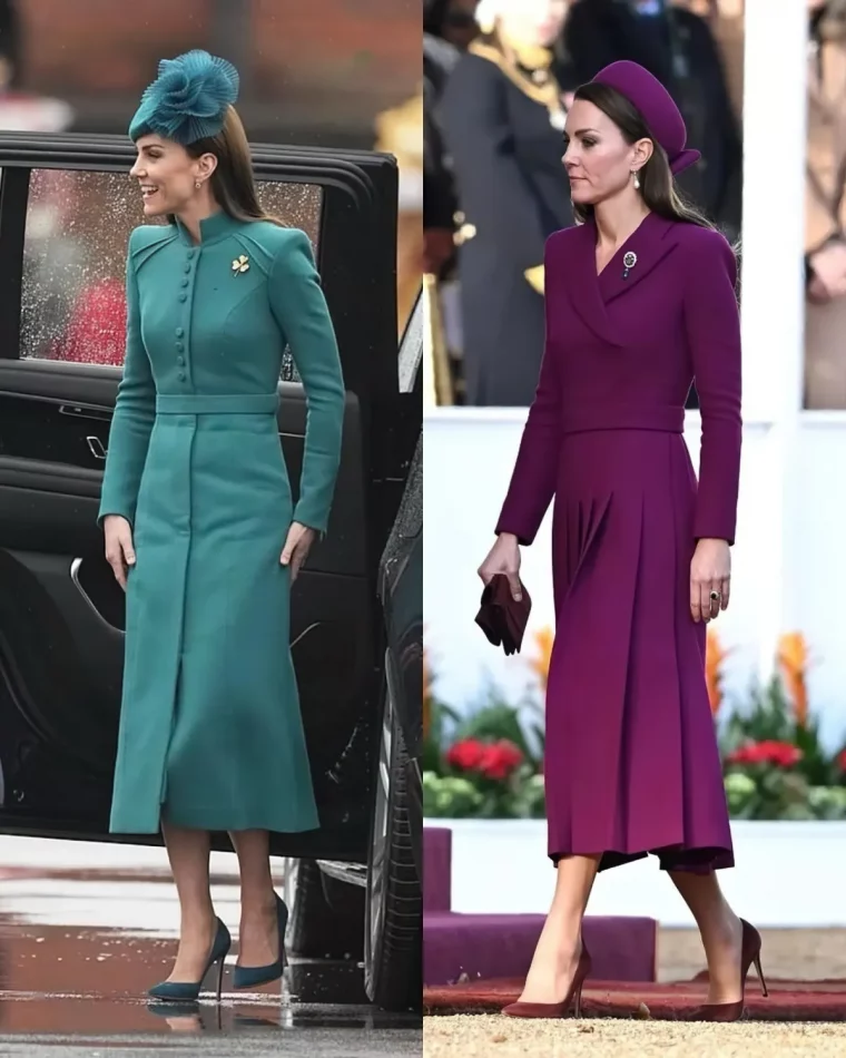 robes de kate middleton longueur midi chapeau talons