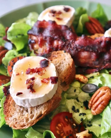 salade de fromage de chevre bacon pecan et miel