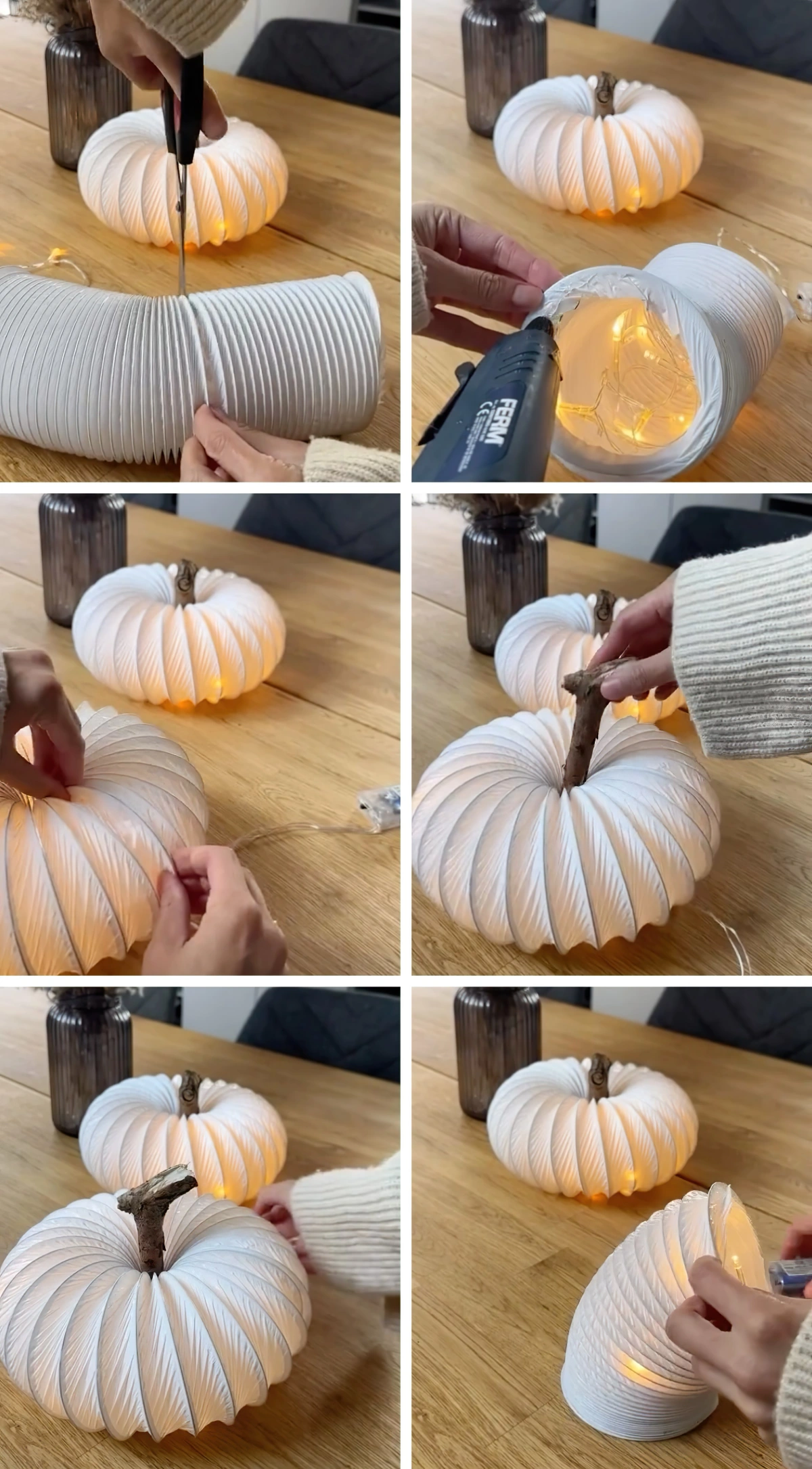 creation pour halloween diy citrouille guirlande led tuyau ciseaux