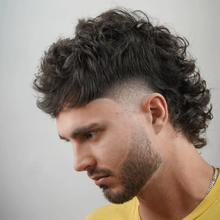 curly coupe de cheveux homme boucle degrade mohawk moderne