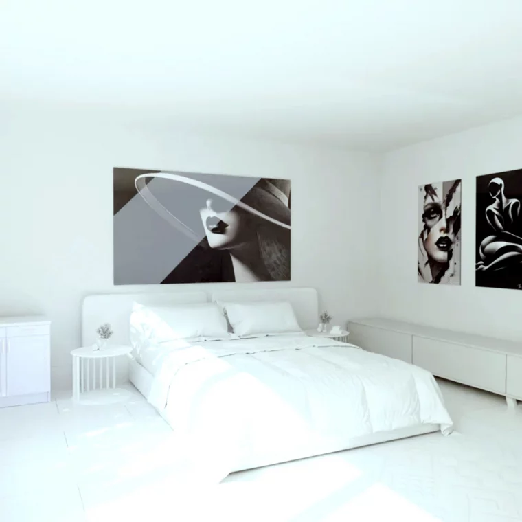 tablea noir et balnc dans un grand format chambre a coucher