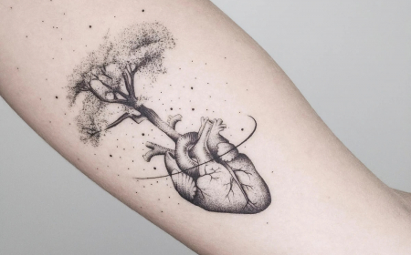 tatouage arbre de vie coeur symbolisme plante realiste