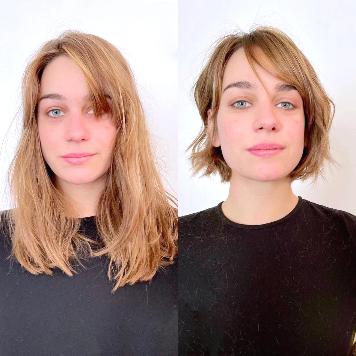 photos pour une coupe pour cheveux fins et sans volume avant et apres