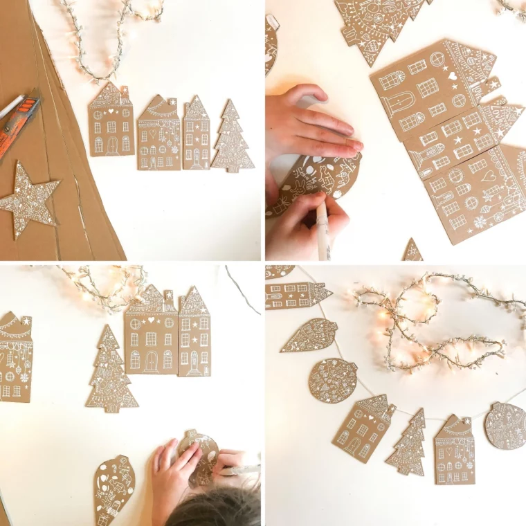 deco de noel pas cher a faire soi meme guirlande carton marqueur blanc