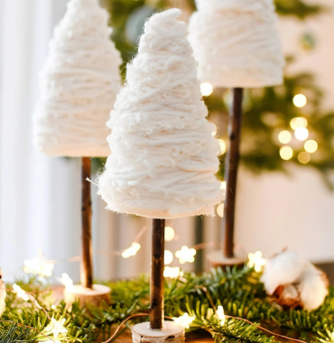 decoration de noel table diy sapin laine