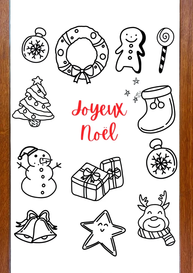 dessins de noel dans un cadre a imprimer et a colorier