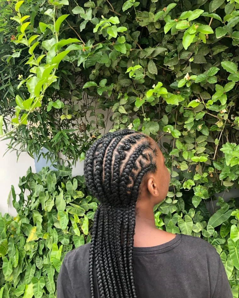 nattes africaine colle cheveux longs motifs tresses cornrows