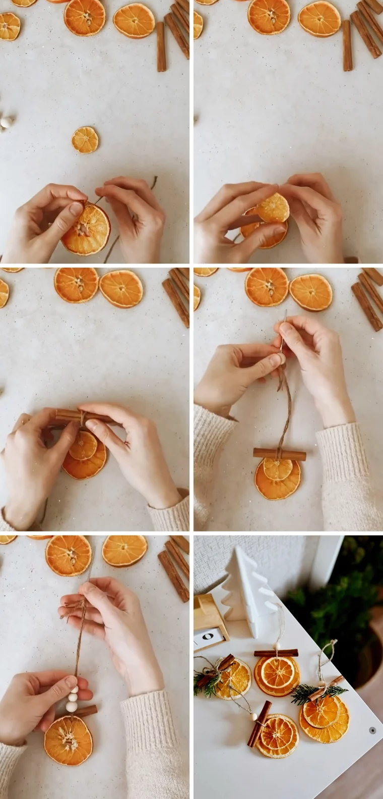 ornement de noel fait main deco tranches orange sechee batonnet cannelle