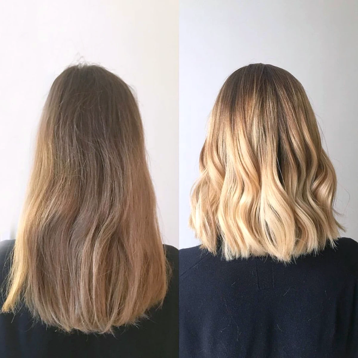 photo coupe et couleur avant et apres cheveux fins