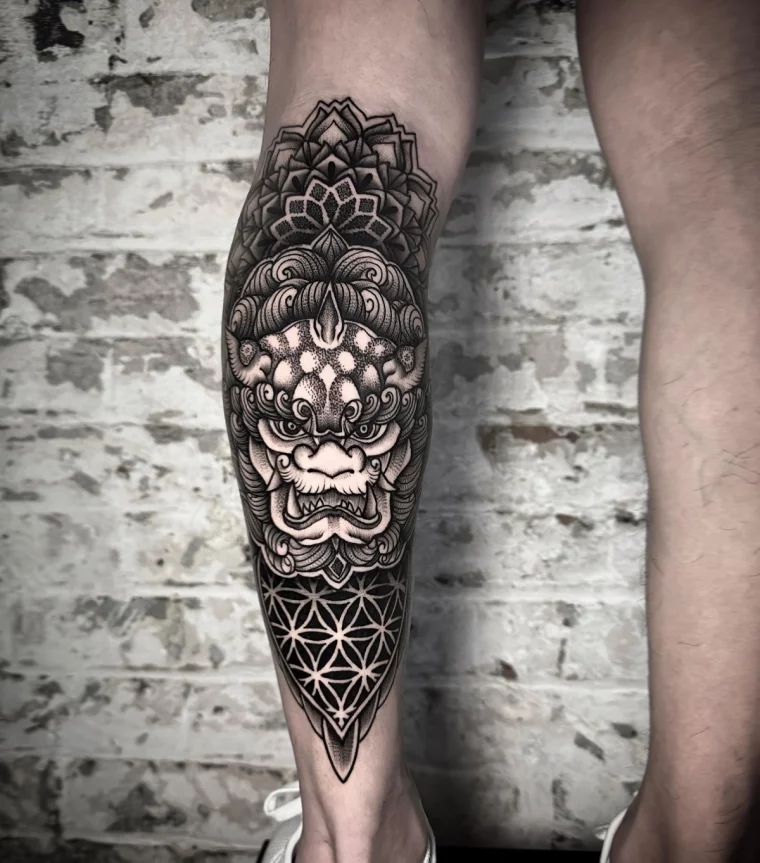 tattoo mandala fu dog symbole dessin asiatique signification