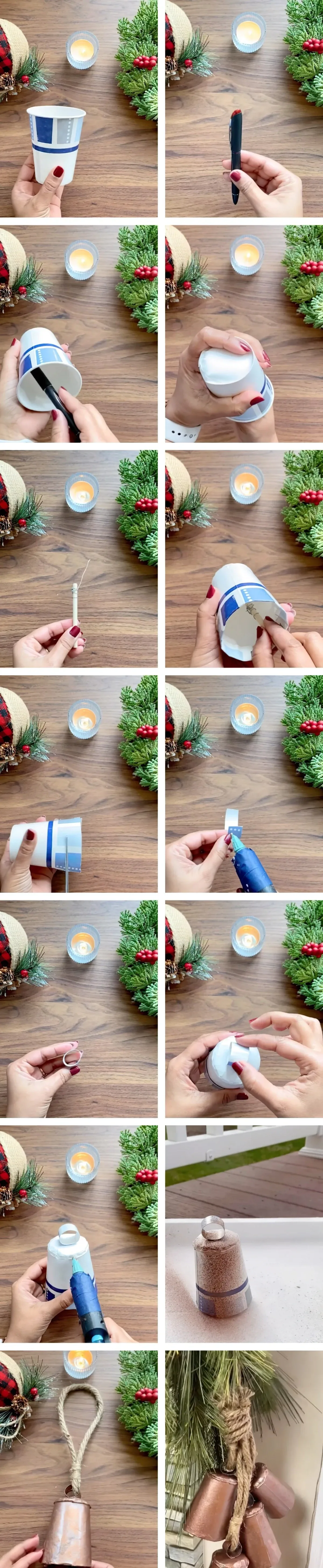 tuto deco de noel a faire soi meme diy suspension cloches gobelet