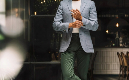 blazer bleu pastel t shirt blanc