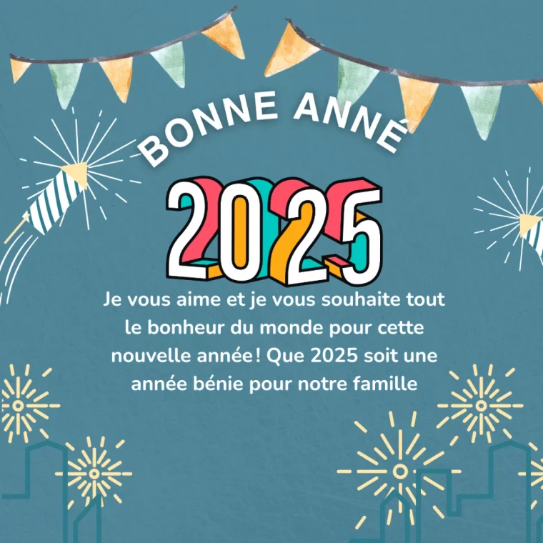 carte de voeux nouvel an 2025 pour la famille